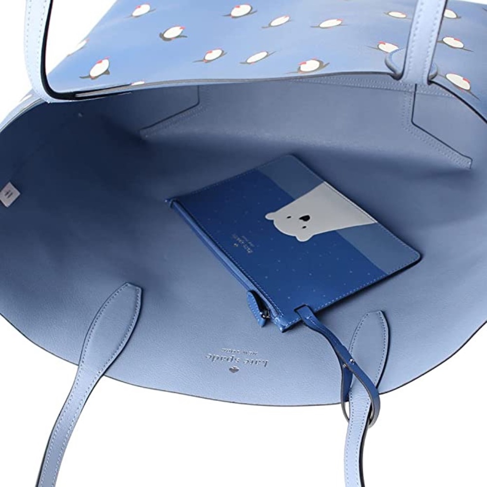 ❄️NWT 🐧 Kate Spade blue large tote ❄️ 🐧 arctic friends Reversible - Picture 7 of 13